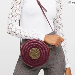 FREE PEOPE Tambourine Roundy Bag Crossbody Full Zip Boho Festival Woven